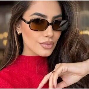 Sexy Small Rectangle Sunglasses Women Vintage Brand Designer Leopard Sun Glasses